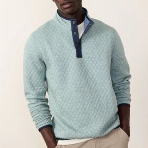 Marine Layer Corbet Quilted Reversible Snap Pullover Slate/ Faded Navy - Mens M